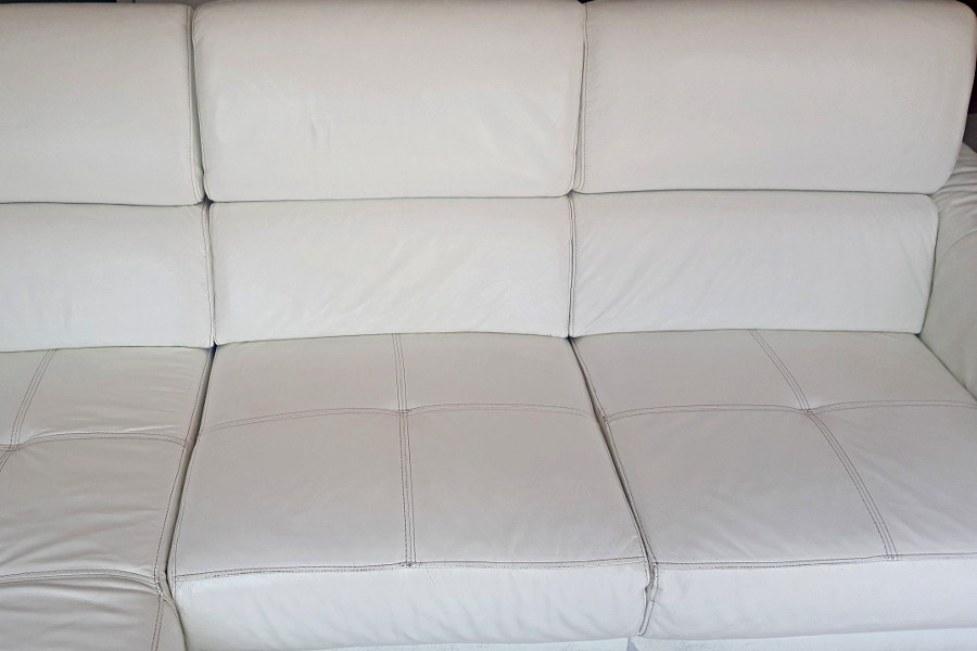 3 seat white leather couch